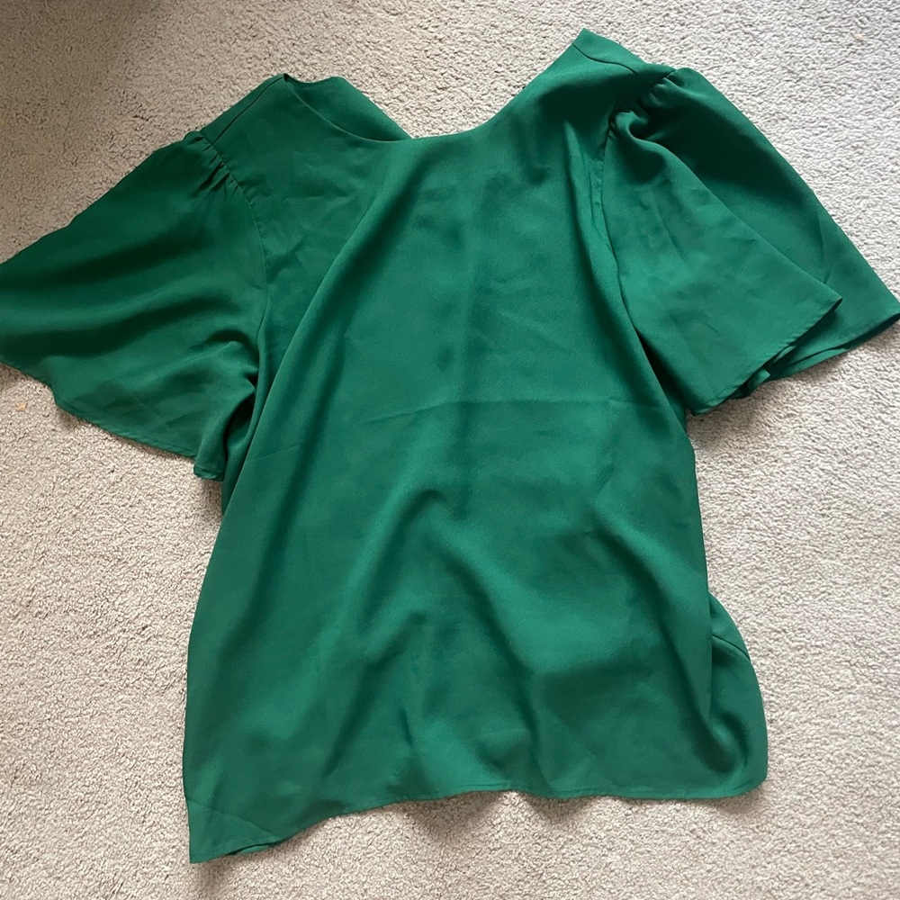 Ann Taylor Green Crew Neck Blouse, Size M